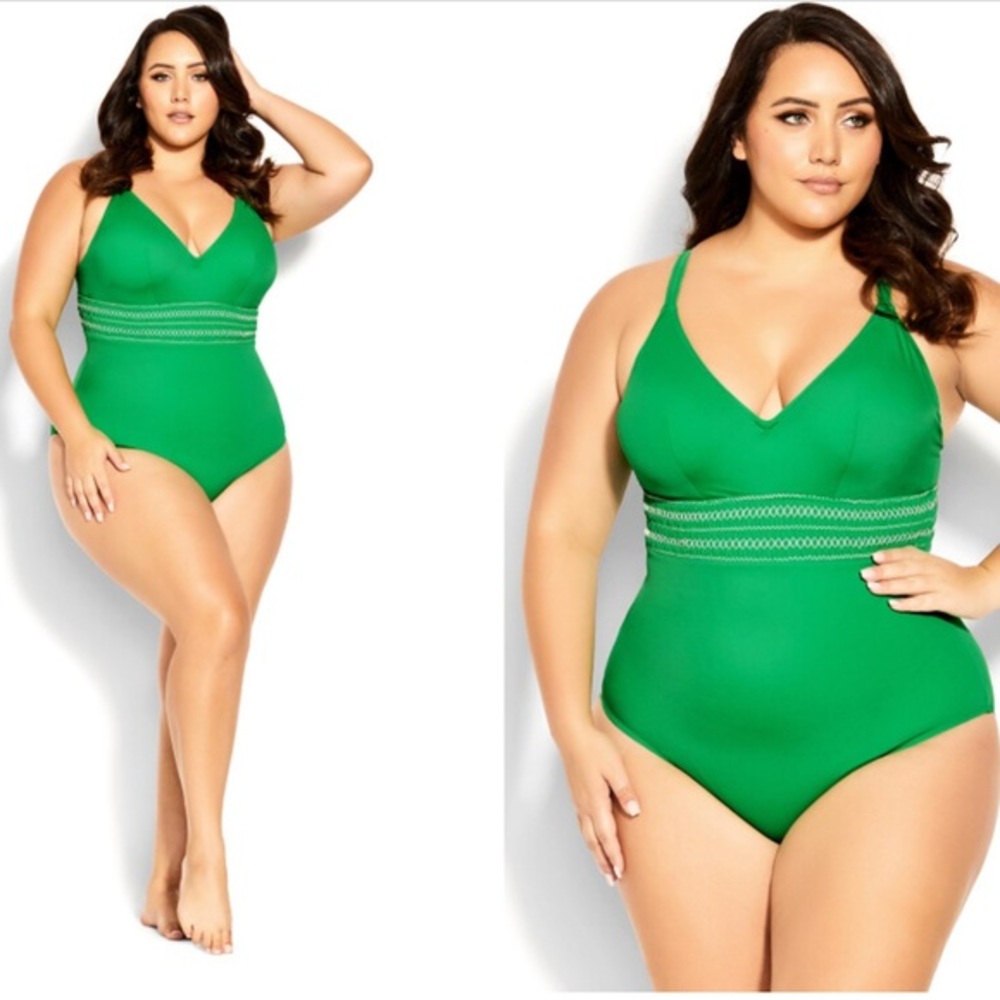 City Chic Green One-Piece Swimsuit